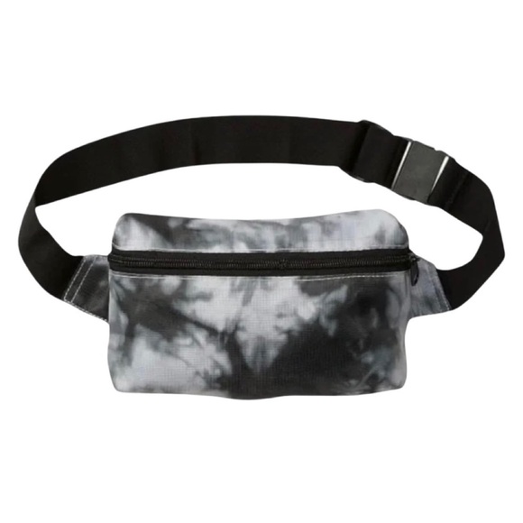 Victoria’s Secret PINK Packable Backpack Belt Bag Black/Gray Abstract Tie Dye - Picture 4 of 11